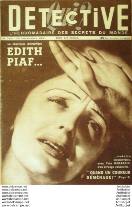 Détective 1951 # 286 Libourne Nîmes Edith Piaf Angoulême Nice
