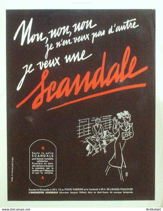 Publicité Lingerie Scandale 1934