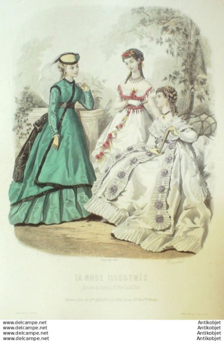 Gravure Mode illustree 1868 # 18 (Old Fashion plate)