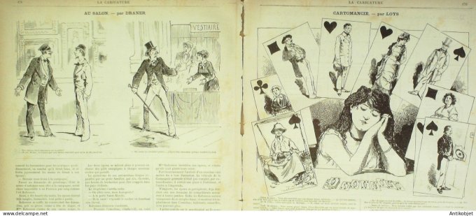La Caricature 1881 #  74 Conseil de révision Dortoir  Robida Cartomancie Loys