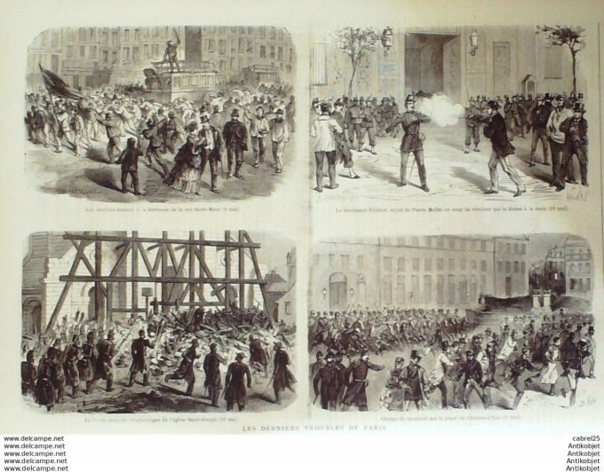 Le Monde illustré 1870 n°684 Elbeuf (76) Vienne (38) Statue Ponsard Italie Rome Cervara