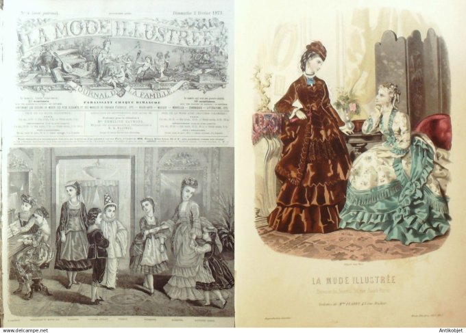La Mode illustrée journal + gravure associée 1873 #  5