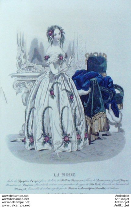 Gravure La mode 1841 # 41 (aquarelle old Fashion plate)