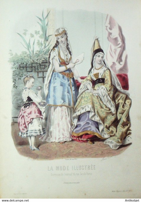 Gravure de mode La Mode illustrée 1872 n°03 Travestissements