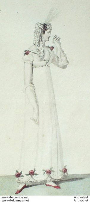Gravure de mode Costume Parisien 1810 n°1033 Costume de bal