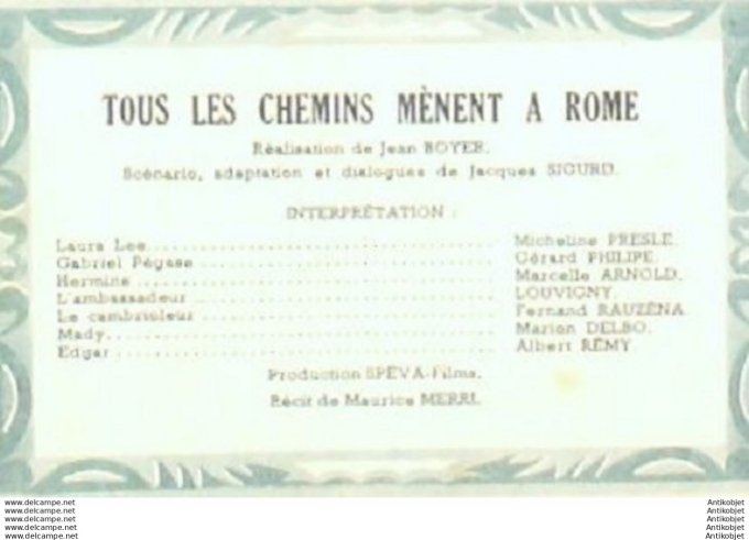 Tous les chemins mènent à Rome Micheline Presle Gérard Philippe