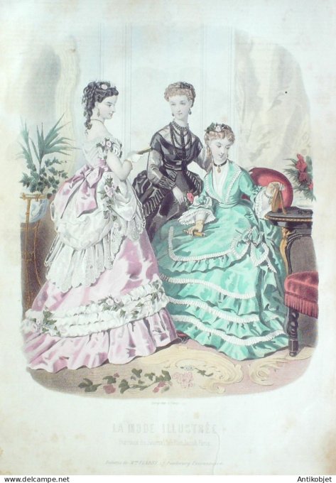 Gravure Mode illustree 1869 # 38 (Old Fashion plate)