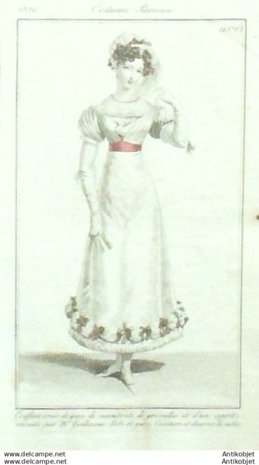 Gravure Mode Costume Parisien 1820 # 1876 (eau forte old Fashion plate