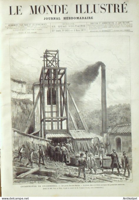 Le Monde illustré 1877 n°1038 Mine Sainte-Barbe (03) Bannalec (29) Belgique Blinche