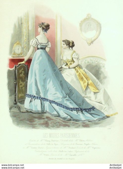Gravure Les Modes Parisiennes 1865 #1288 Robes gros de Naples Maison Bardenet