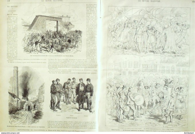 Le Monde illustré 1877 n°1038 Mine Sainte-Barbe (03) Bannalec (29) Belgique Blinche