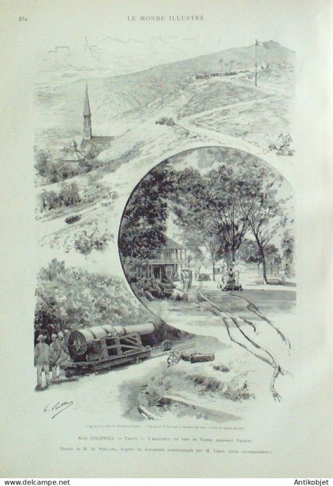 Le Monde illustré 1890 n°1753 Tahiti fort de Faiere Argenteuil (92) Bazeilles (08) Crypte