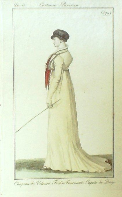 Costume Parisien 1805 an 13 # 599 (eau forte) Fichu capote de drap