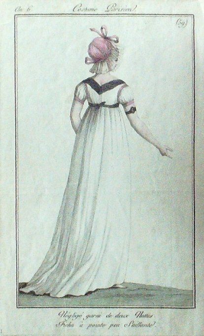 Gravure Mode Costume Parisien 1797 an  6 #  59 (eau forte old Fashion plate