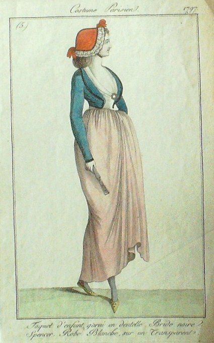 Gravure Mode Costume Parisien 1797 an  5 #   5 (eau forte old Fashion plate
