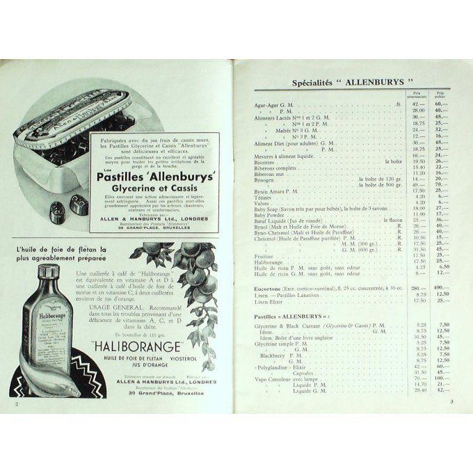Catalogue AG CAMPBELL PHARMACEUTIQUE BRUXELLES 1933