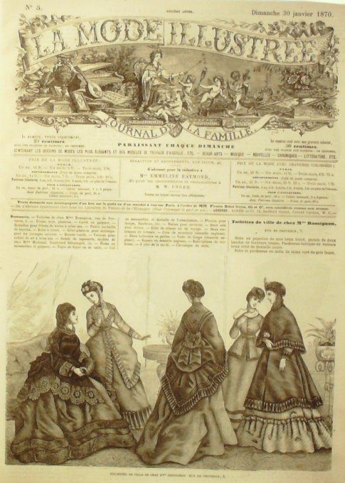 Journal Mode illustrée 1870 #  5 Toilettes de ville