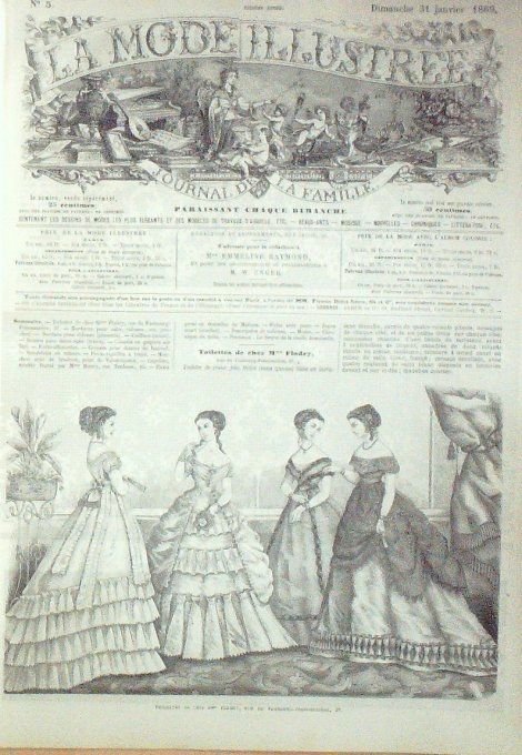 Journal Mode illustrée 1869 #  5 Toilettes de bal