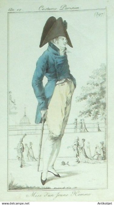 Costume Parisien 1802 an 10 # 397 (eau forte) Habit homme pantalon Casimir
