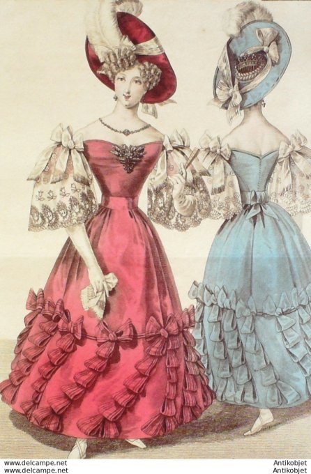 Costume Parisien 1829 # 2692 Robe et toque crêpe