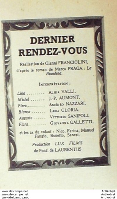 Dernier rendez-vous Alida Valli Jean Pierre Aumont + film