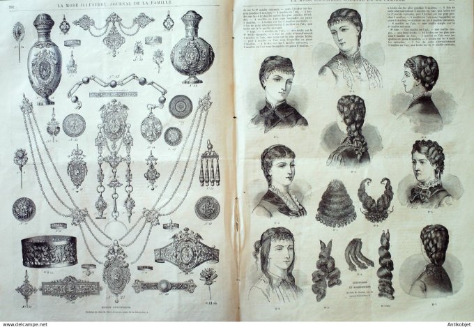 La Mode illustrée journal + gravure associée 1882 # 37