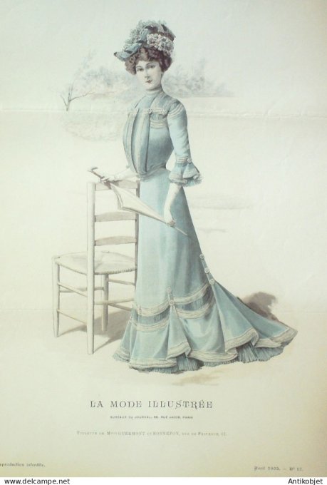 Gravure Mode illustree 1902 # 17 (Old Fashion plate) RARE