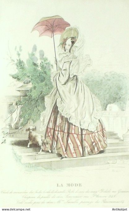 Gravure La mode 1837 # 564 (aquarelle old Fashion plate)