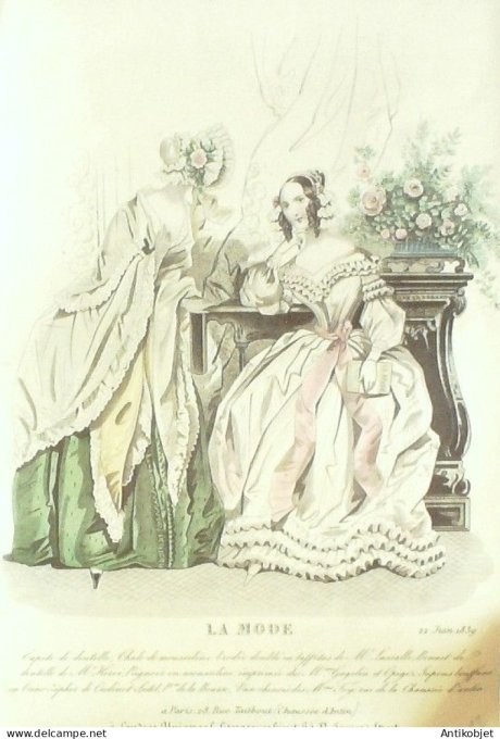 Gravure La mode 1839 # 20 (aquarelle old Fashion plate)