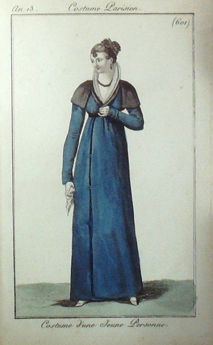 Gravure Mode Costume Parisien 1805 an 13 # 601 (eau forte old Fashion plate