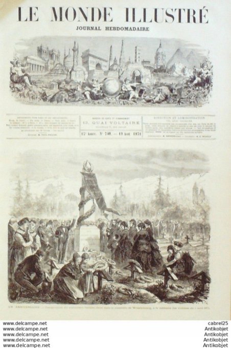 Le Monde illustré 1871 n°749 Algérie Milanah Djurjura Wissembourg (67) Macon (71) Forbach (57) Irlan