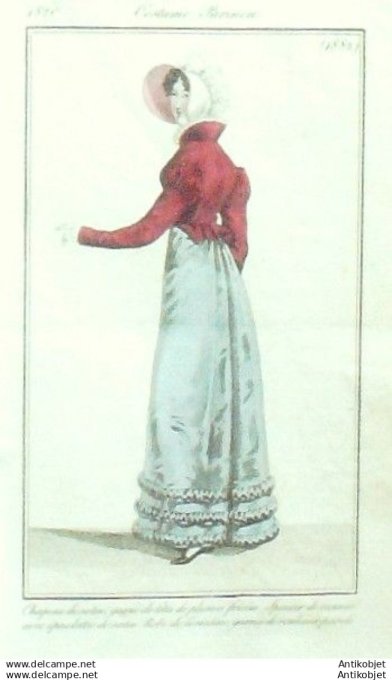 Gravure Mode Costume Parisien 1820 # 1882 (eau forte old Fashion plate
