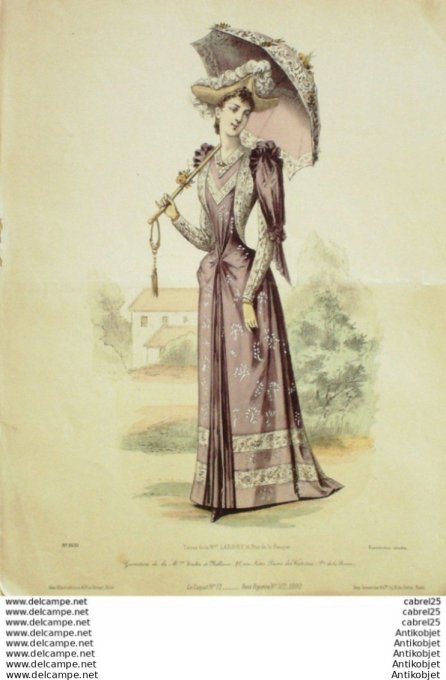 Gravure Mode Le Coquet 1890 # 17 (Old Fashion plate)