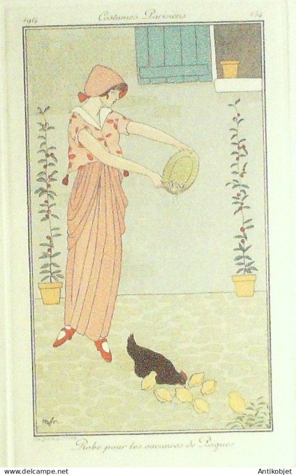 Gravure Mode Costume Parisien 1914 # 154 Franc-Nohain Madeleine (eau forte)