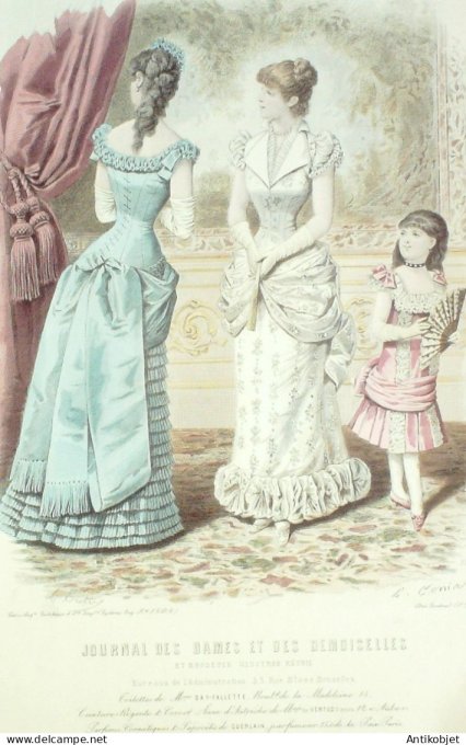 Gravure Mode J.Dames & Demoiselles 1877 # 1952 (Old Fashion plate)