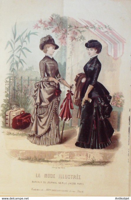 Gravure de mode La Mode illustrée 1882 n°46 (Maison Bréant-Castel)