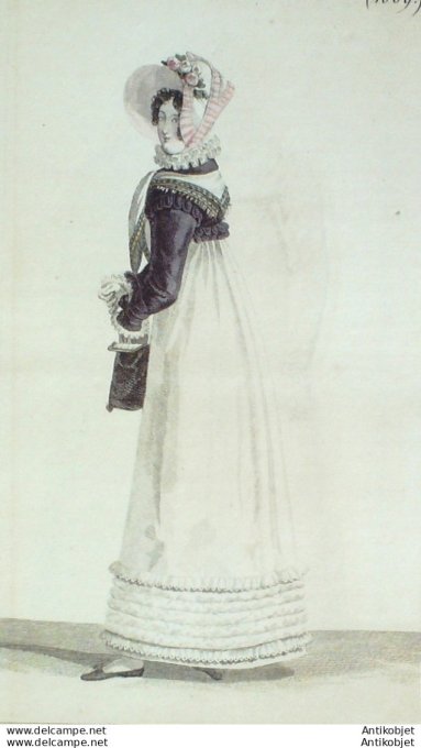 Gravure de mode Costume Parisien 1817 n°1689 Spencer de velours