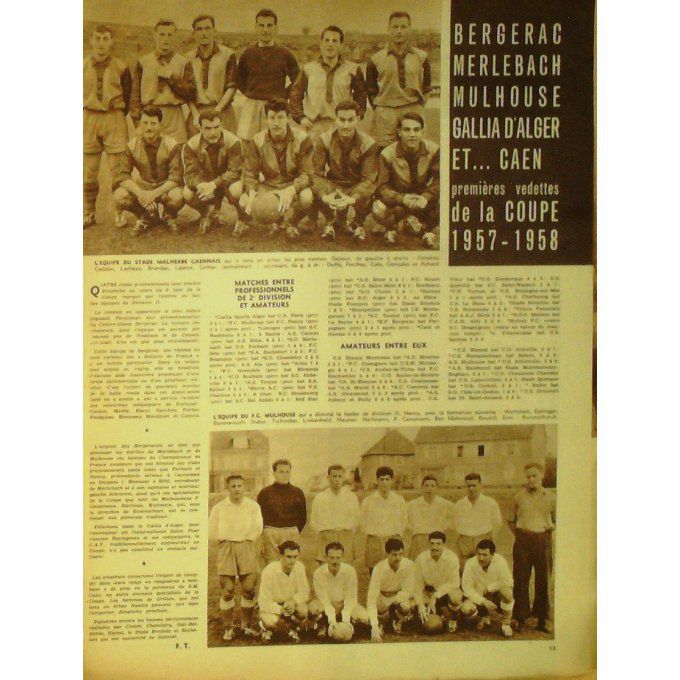 Miroir Sprint 1957 #  602 16 Déc Abbes Riviere Ballrini Scorticchin I Anquetil Caen Mulhous