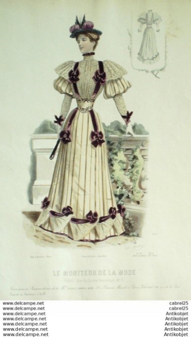 Gravure Mode Le Moniteur 1893 # 18 (Old Fashion plate)