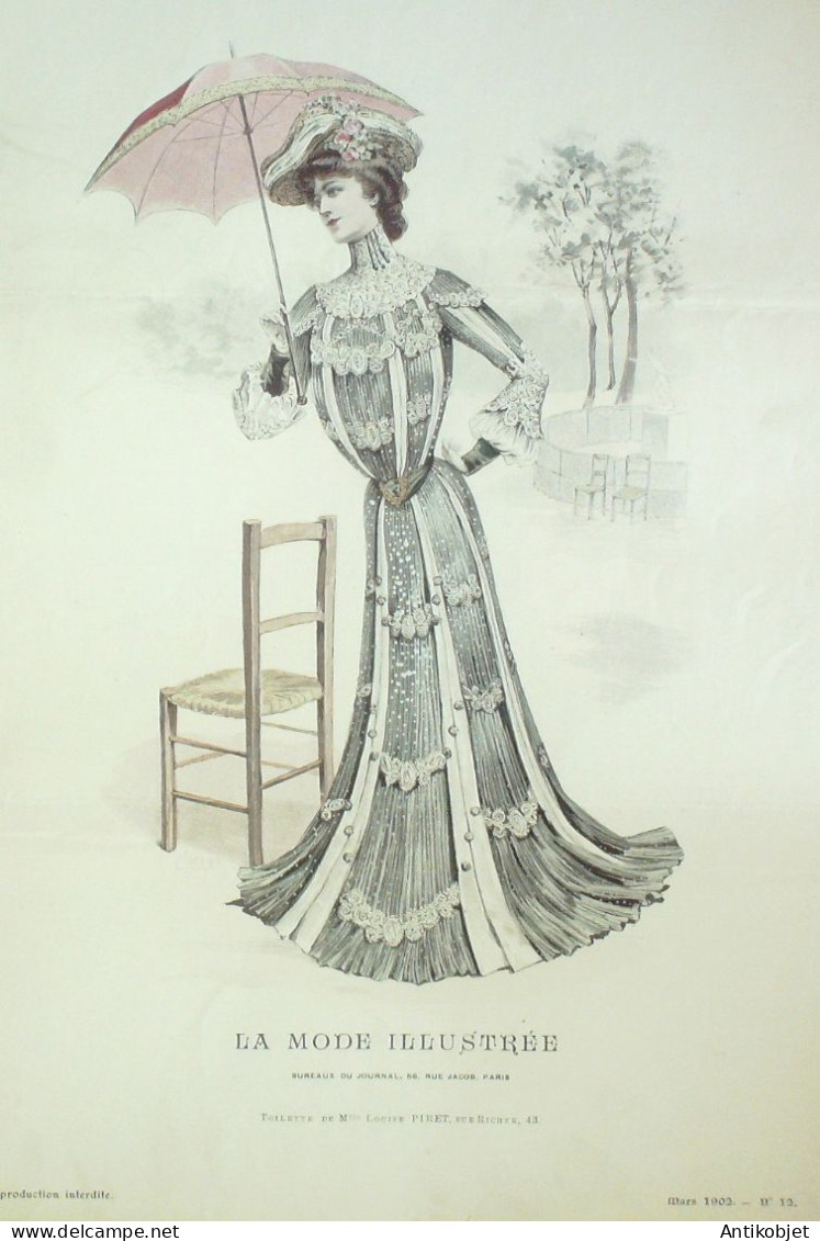 Gravure Mode illustree 1902 # 12 (Old Fashion plate) RARE