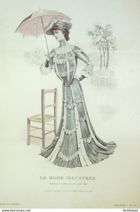 Gravure Mode illustree 1902 # 12 (Old Fashion plate) RARE