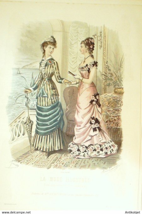 Gravure de mode La Mode illustrée 1878 n°36 (Maison Bréant-Castel)