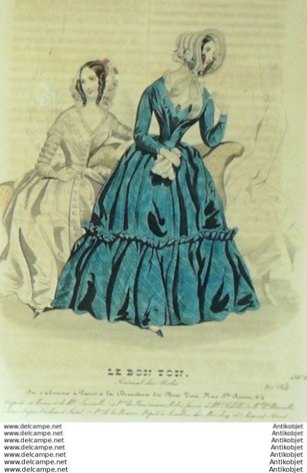 Gravure Mode Le Bon Ton 1840 # 442 (aquarelle old fashion plate)