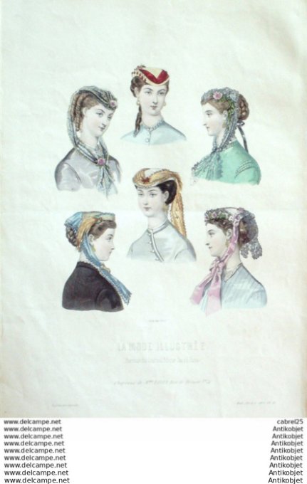 Gravure Mode illustree 1868 # 16 (Old Fashion plate)