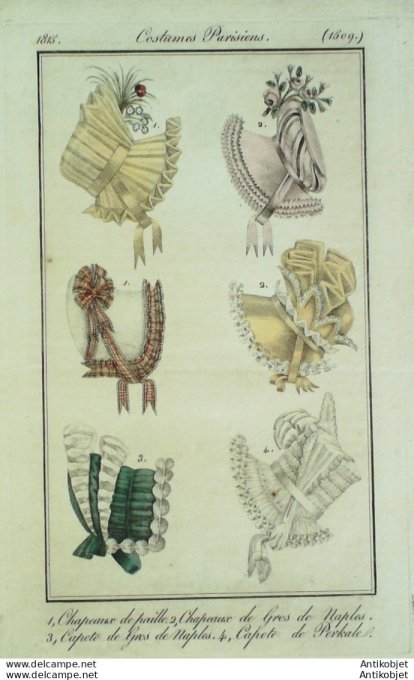 Costume Parisien 1815 # 1509 Capote de Lys et perkale