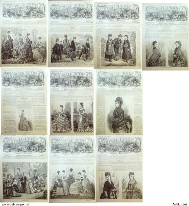 Mode illustree  1874 Lot de 10 journaux