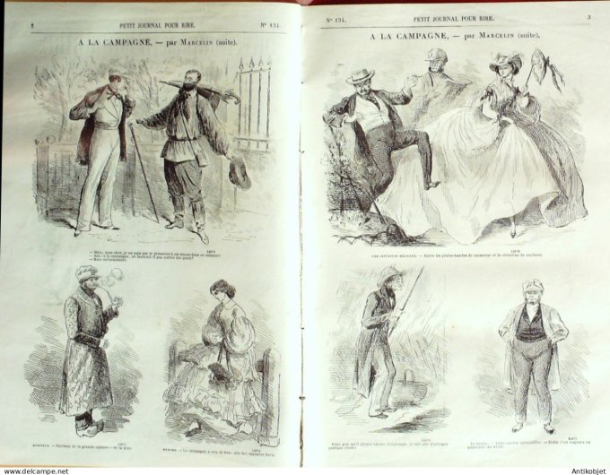 Petit journal pour Rire 1858 # 134 A la campagne Marcelin