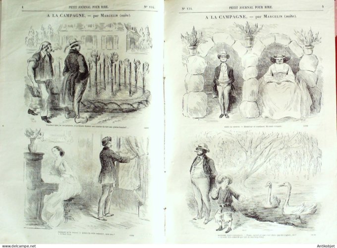 Petit journal pour Rire 1858 # 134 A la campagne Marcelin