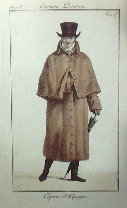 Gravure Mode Costume Parisien 1805 an 13 # 603 (eau forte old Fashion plate