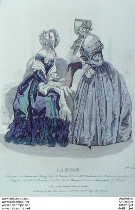Gravure La mode 1841 # 38 (aquarelle old Fashion plate)
